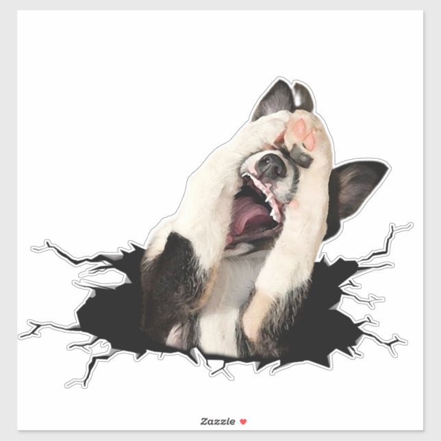 Autocollant de visage de chien de Fanny (Feuille)