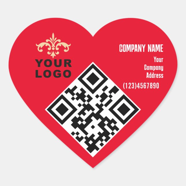 Autocollant de voeux Red Heart Business Valentine (Devant)