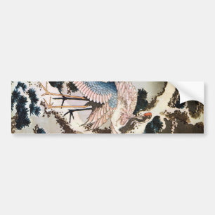 Autocollant De Voiture 松 に 鶴, 斎 grues sur Pine Tree, Hokusai, Ukiyo-e