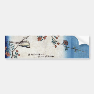 Autocollant De Voiture 枝 垂 桜 鳥, 広 重 Oiseaux & Cerisier, Hiroshige, Ukiyoe