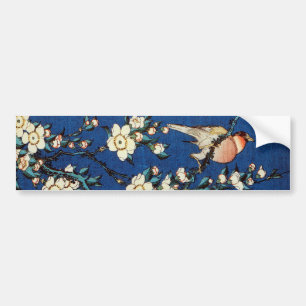Autocollant De Voiture 鳥 と 枝 桜, 北 斎 Oiseaux et Cerisier à pleurs, Hokusai