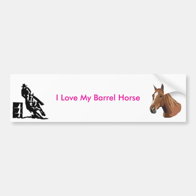 Autocollant De Voiture 0000, 002, j'aime mon cheval de baril (Devant)