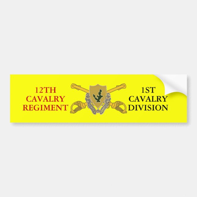 AUTOCOLLANT DE VOITURE 12E CAVALRY REGT 1ER CAV DIV STICKER (Devant)