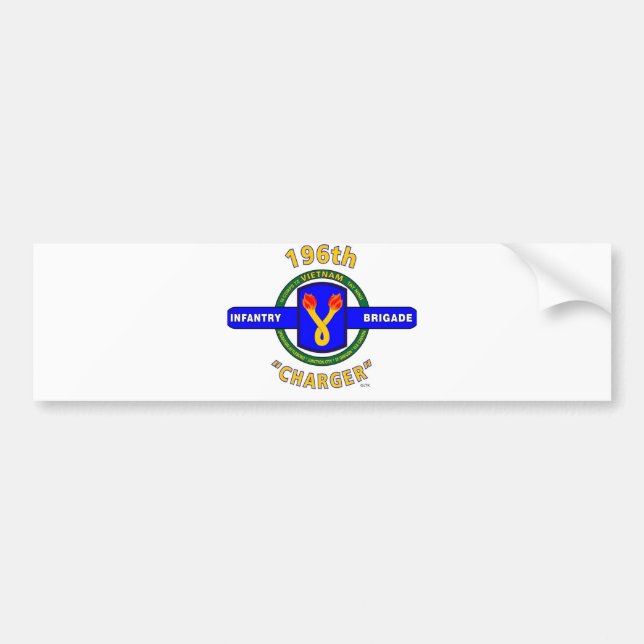 Autocollant De Voiture 196TH BRIGADE "CHARGEUR" VIETNAM d'INFANTERIE (Devant)