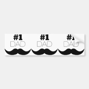 Autocollant De Voiture #1 Papa Mustache noire - Numéro Un