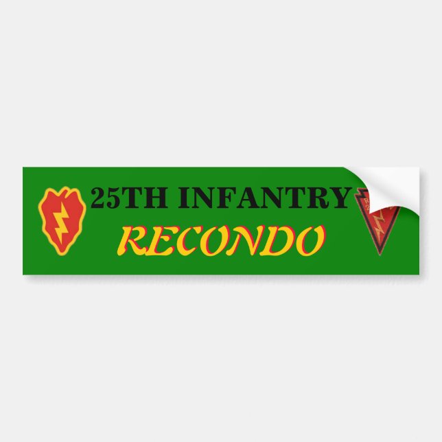 Autocollant De Voiture 25ème ADHÉSIF POUR PARE-CHOCS de l'INFANTERIE (Devant)