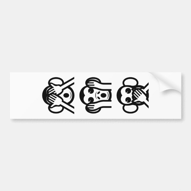 Autocollant De Voiture 3 Singes Sages Emoji (Devant)