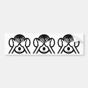 Autocollant De Voiture 3 Singes Sages Mizaru 見 ざ る Ne Voir AUCUN Emoji Ma