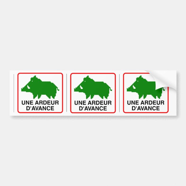 Autocollant De Voiture 3x STICKER VOITURE sanglier - UNE ARDEUR D'AVANCE (Devant)