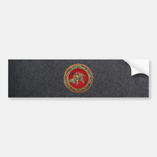 Autocollant De Voiture [500] Hokusai - Shoki Riding Shishi Lion
