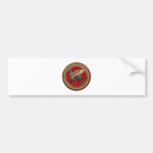 Autocollant De Voiture [600] Assyrian Winged Bull : Gold and Black Lamass