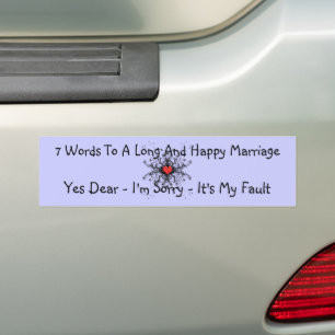 Autocollant De Voiture 7 Mots À Un Mariage Long