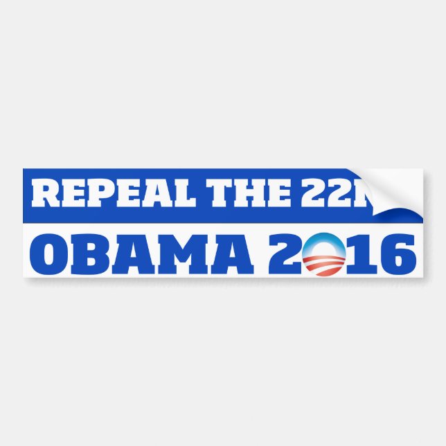 Autocollant De Voiture Abrogez le 22ème : Obama 2016 (Devant)