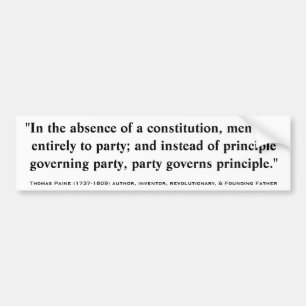 Autocollant De Voiture ABSENCE de Thomas Paine de citation de