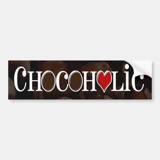 Autocollant De Voiture Accro du chocolat, brun foncé et conception drôle (Devant)