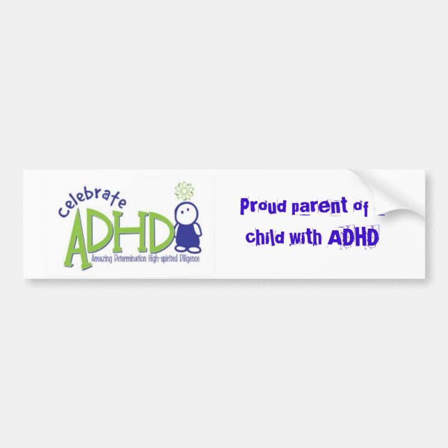 Autocollant De Voiture adhd, parent fier d'un enfant avec le TDAH (Devant)