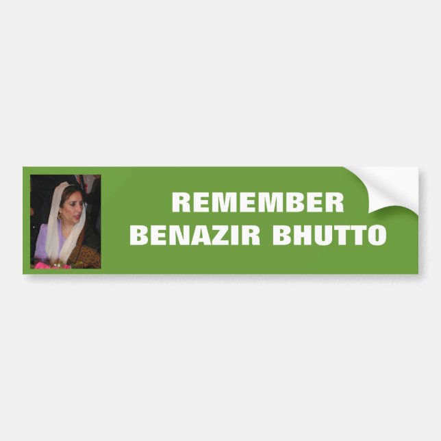 Autocollant De Voiture Adhésif pour pare-chocs #1 de Benazir Bhutto avec (Devant)