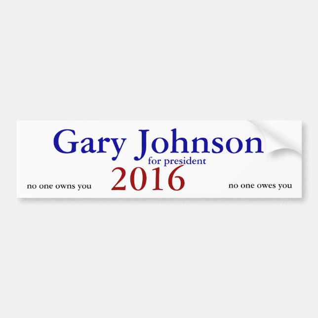 Autocollant De Voiture adhésif pour pare-chocs 2016 de Gary Johnson (Devant)