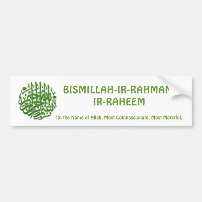 Autocollant De Voiture Adhésif pour pare-chocs de Bismillah (Devant)