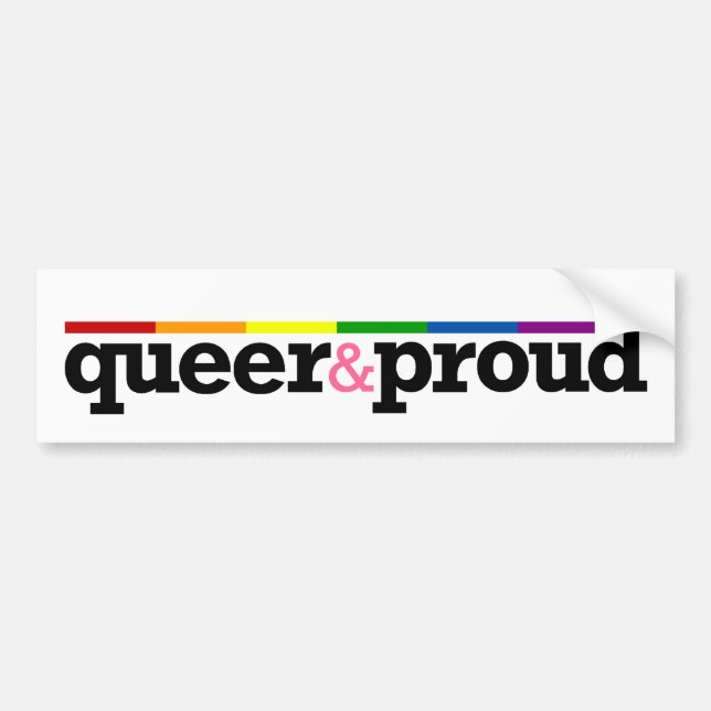 Autocollant De Voiture Adhésif pour pare-chocs de blanc de Queer&proud (Devant)