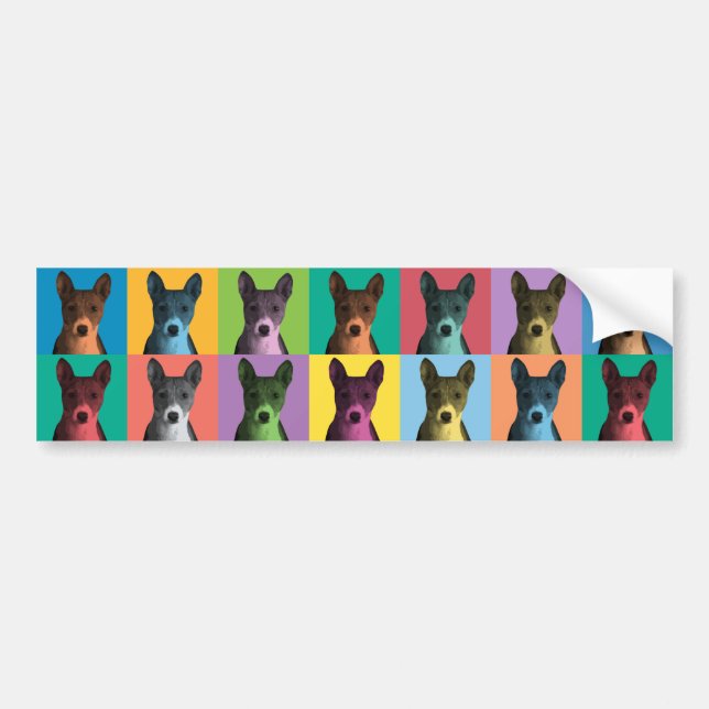Autocollant De Voiture Adhésif pour pare-chocs de Bruit-Art de Basenji (Devant)