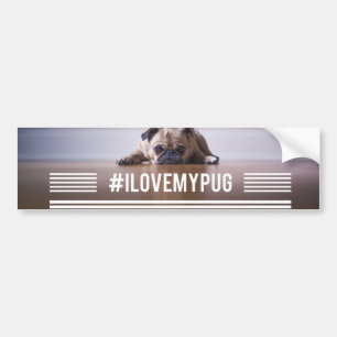 Autocollant De Voiture adhésif pour pare-chocs de hashtag de #ILoveMyPug