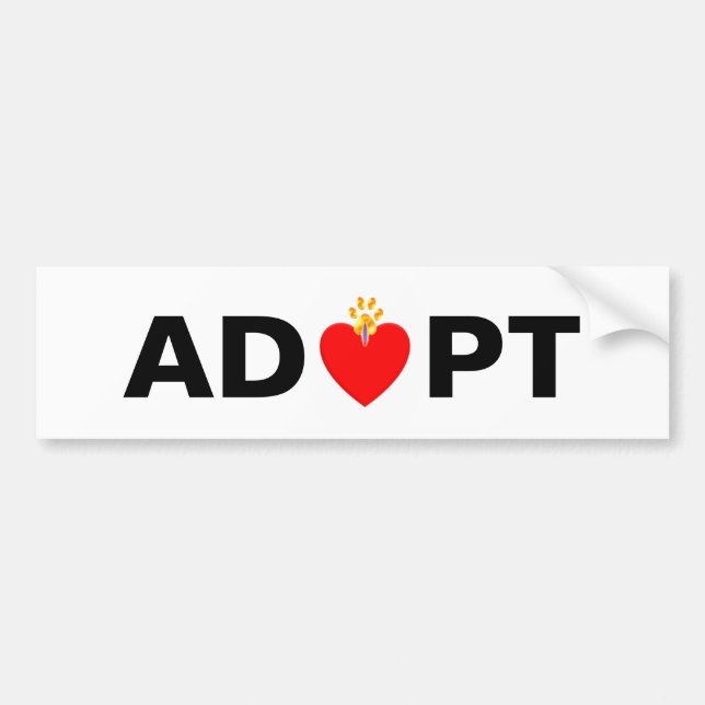 Autocollant De Voiture Adopter cœur et patte (Devant)