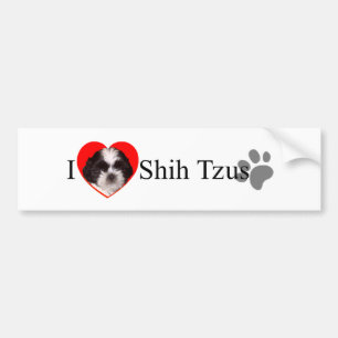 Autocollant De Voiture Adorable I Love Shih Tzus Bumper Sticker