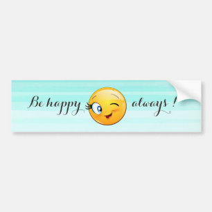 Autocollant De Voiture Adorable Winking Emoji Face-Be heureux toujours