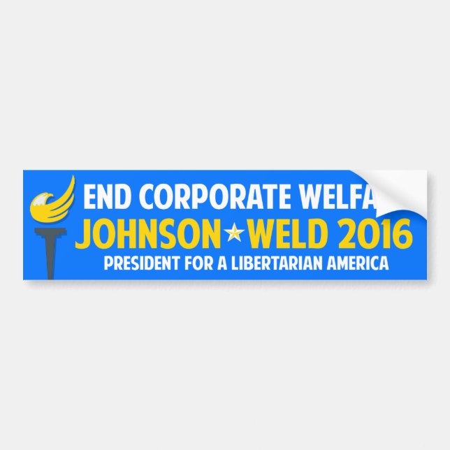 Autocollant De Voiture Aide sociale 2016 de Gary Johnson Libertarian Weld (Devant)