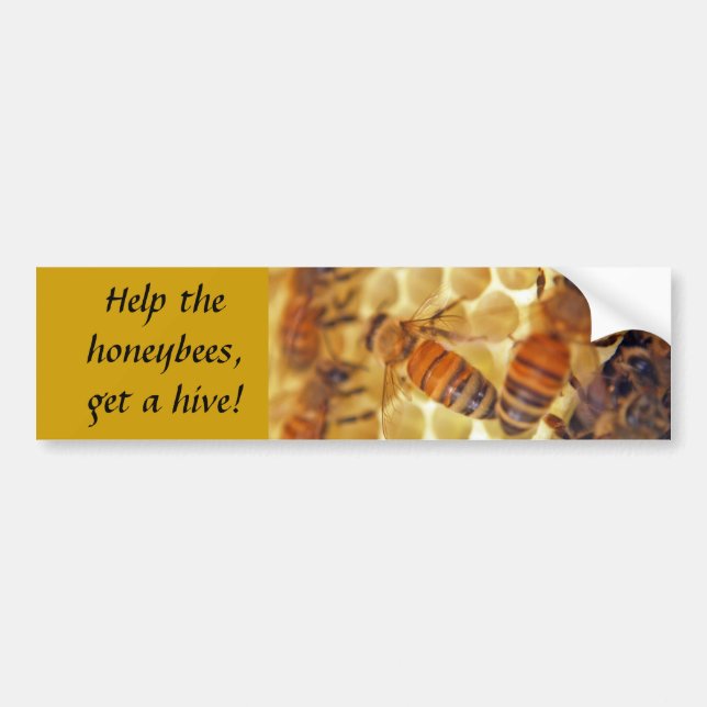 Autocollant De Voiture Aidez les abeilles, obtenez une ruche ! (Devant)