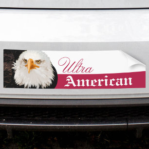 Autocollant De Voiture Aigle à tête blanche Ultra Américain ou texte pers