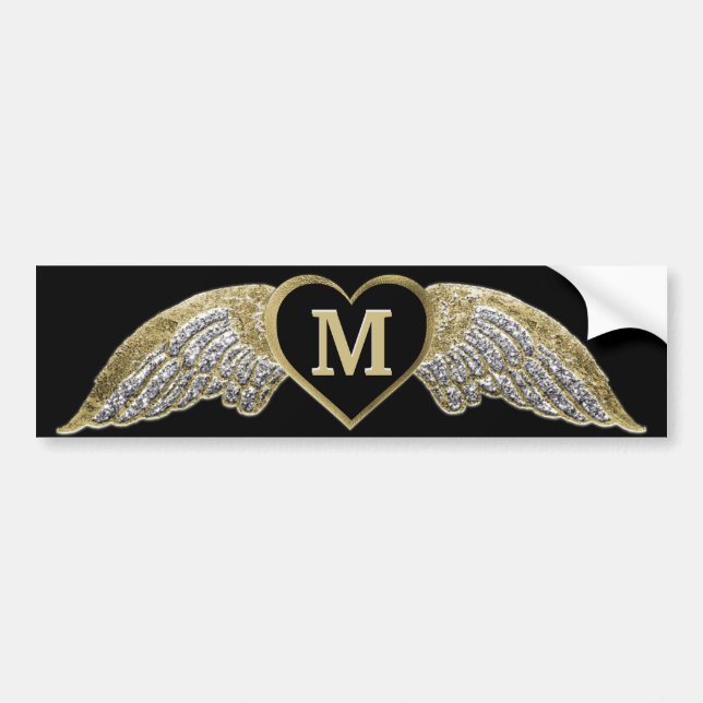 Autocollant De Voiture Ailes d'angle monogramme personnalisées (Devant)