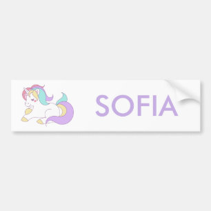 Autocollant De Voiture ajouter votre nom Cute Unicorn Personnalisé