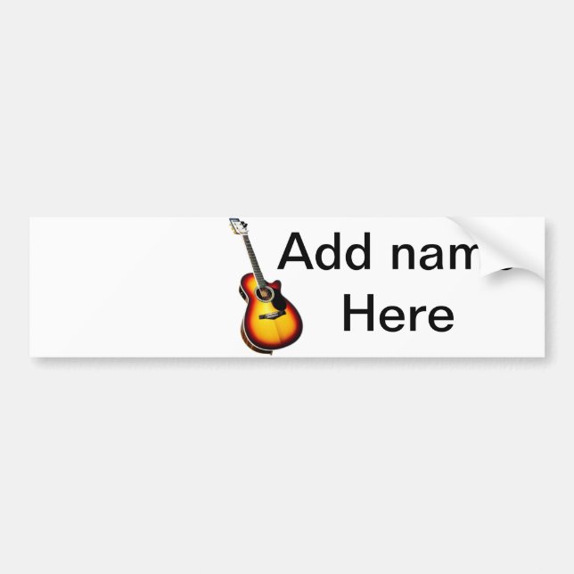 Autocollant De Voiture Ajouter votre nom texte brun acoustique guitare éd (Devant)