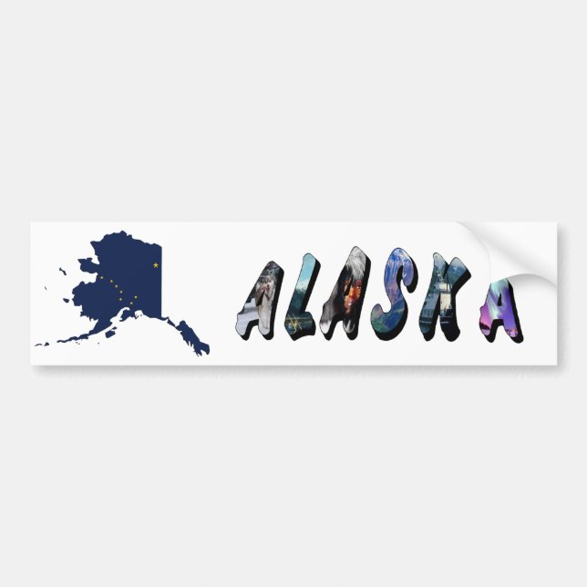 Autocollant De Voiture Alaska State Flag Blue Map & Yellow Stars Travel (Devant)