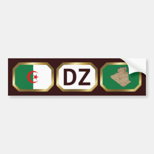 Autocollant De Voiture Algeria Flag Map Code Bumper Sticker