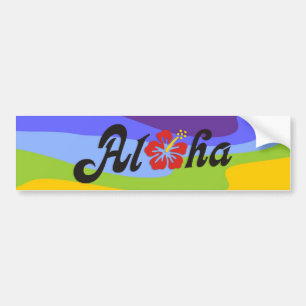 Autocollant De Voiture Aloha ketmie - conception plate d'Hawaï + vos
