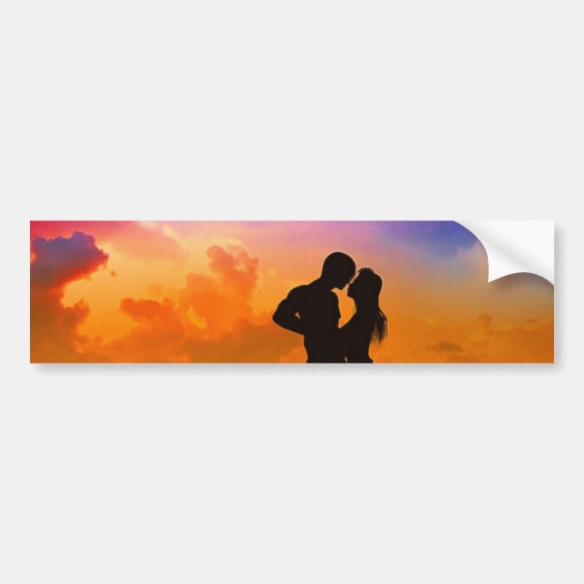 Autocollant De Voiture Amants embrassant au coucher du soleil sur la (Devant)