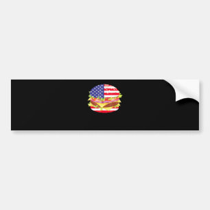 Autocollant De Voiture Amateurs de barbecue Hamburger USA Drapeau 4 jui