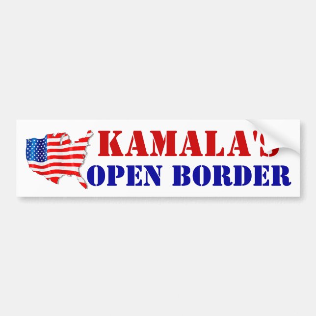 Autocollant De Voiture AMERICA KAMALA'S OPEN BORDER USA ! Drapeau (Devant)