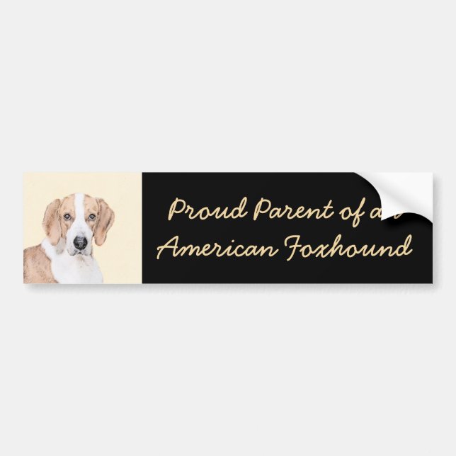 Autocollant De Voiture American Foxhound Painting - Joli art original chi (Devant)