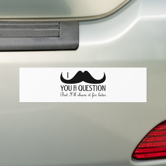 Autocollant De Voiture Amusement cool Je vous moustache une question Noir (En voiture)