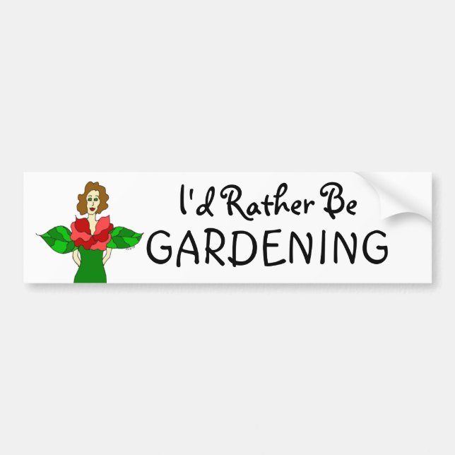 Autocollant De Voiture Ange de jardin "je ferais du jardinage plutôt " (Devant)