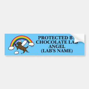 Autocollant De Voiture Ange du gardien du chocolat Labrador (Pont arc-en-