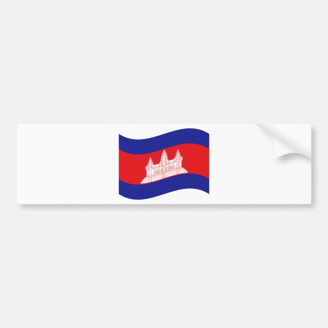 Autocollant De Voiture Angkor Vat Drapeau Cambodgien Vague (Devant)