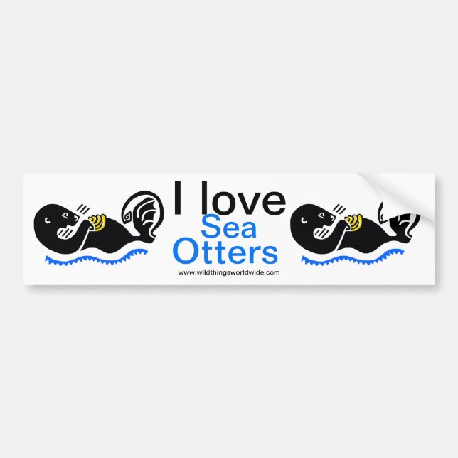 Autocollant De Voiture Animal en voie de disparition - J'aime Sea OTTERS  (Devant)