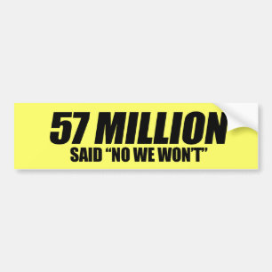 Autocollant De Voiture Anti-Obama - 57 millions ont indiqué non