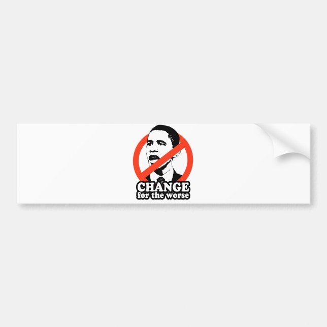 AUTOCOLLANT DE VOITURE ANTI-OBAMA/CHANGEMENT POUR LE PLUS MAUVAIS (Devant)
