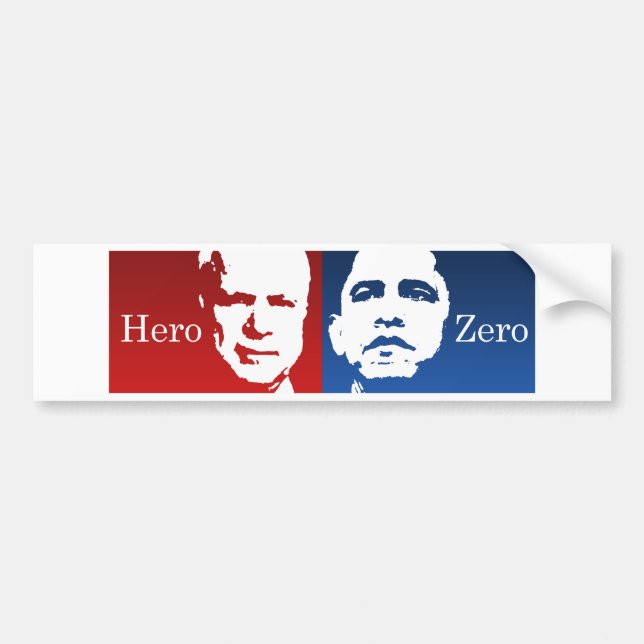 Autocollant De Voiture Anti-Obama - héros contre zéro (Devant)